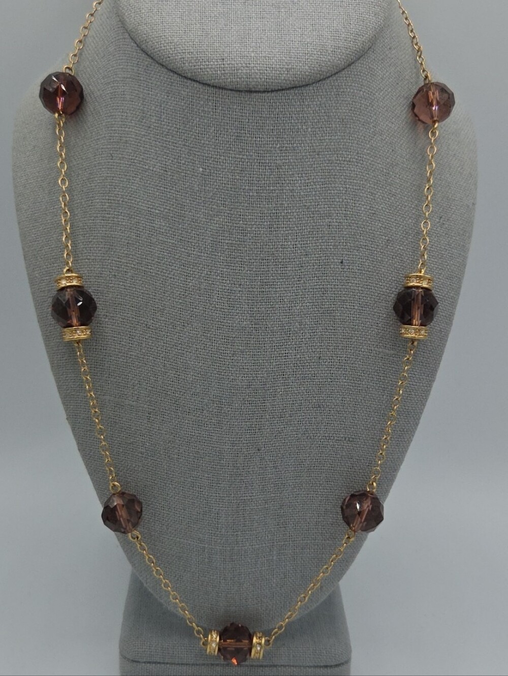 5 for $25! J. Crew Gold Tone Chain Necklace with Purple Beads